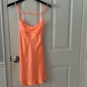 Zara orange satin dress | XS